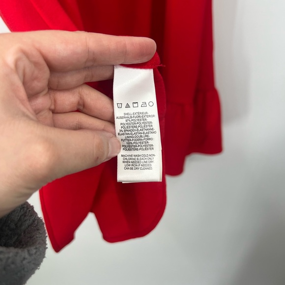 Dress The Population Solange Tiered Mini Dress Red Surplice - Picture 6 of 6